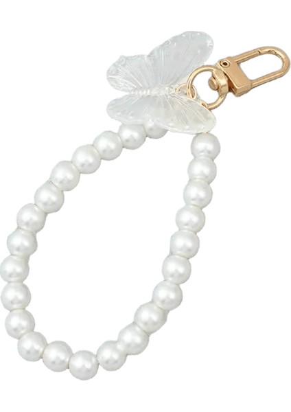 Kore Sevimli Beyaz Yay Kalp Inci Telefon Zinciri Kadınlar Için Kızlar Telefon Boncuklu Ipi Anti-Kayıp Aksesuarları Araba Takı Hediye (Yurt Dışından)