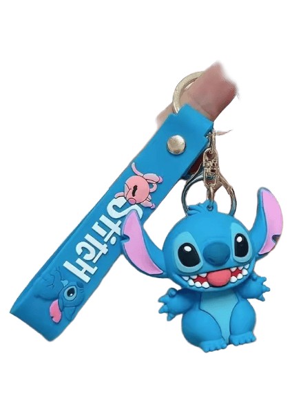 Disney Karikatür Sevimli Lilo Stitch Silikon Kolye Anahtarlık Kadınlar Erkekler Hayranları Için Kawaii Scrump Melek Anahtarlık Sırt Çantası Araba Anahtarları Için Renk: QKC0175 (Yurt Dışından)
