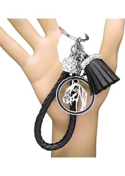 Hayvan At Kafası Kristal Paslanmaz Çelik Kolye Anahtarlık Kadınlar Erkekler Için Altın Renk Anahtarlıklar Aksesuarlar Hediye Takı Porte Clé Renk: A Sr Hei (Yurt Dışından)