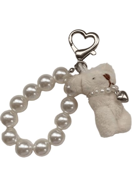 Zakol Kore Modası Inci Ayı Bebek Kolye Anahtarlık Çanta Cep Telefonu Aksesuarları Kadınlar Kızlar Için Hediyerenk:beyaz A (Yurt Dışından)