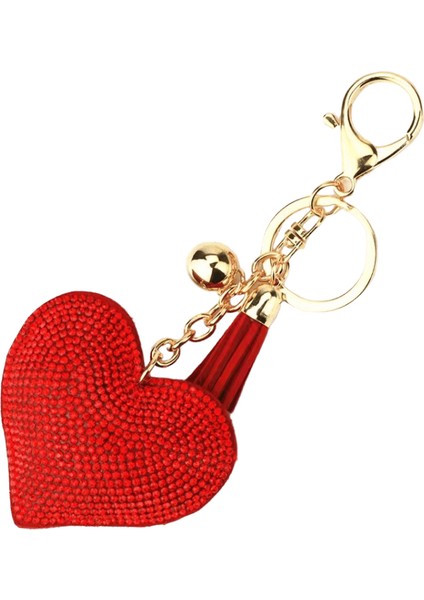 Kadın Kalp Anahtarlık Tam Kristal Anahtar Tutucu Çanta Kolye Püskül Altın Zincir Çanta Anahtarlık 6 Renk (Yurt Dışından)
