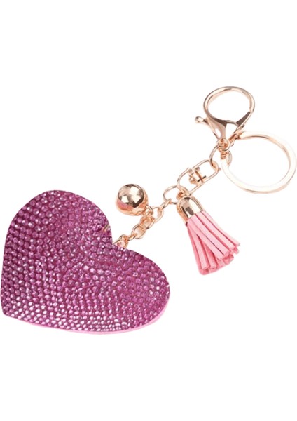 Kadın Kalp Anahtarlık Tam Kristal Anahtar Tutucu Çanta Kolye Püskül Altın Zincir Çanta Anahtarlık 6 Renk (Yurt Dışından)