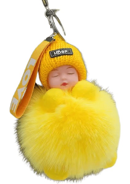 Ponpon Uyuyan Bebek Anahtarlık Sevimli Kaık Peluş Bebek Anahtarlık Kadın Kız Çanta Anahtarlıklar Arabalar Anahtarlık Hediye Büyüleyici Dekorasyon (Yurt Dışından)