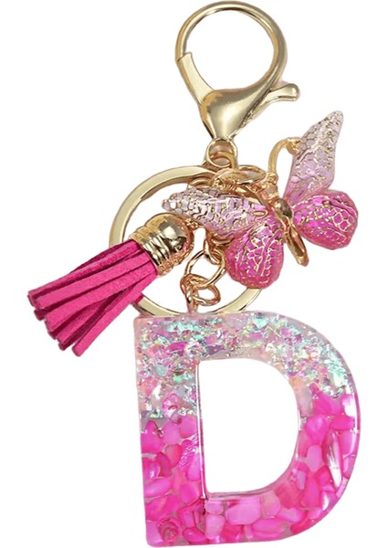 Pembe Taş Dolgulu Reçine Harf Anahtarlık A-Z 26 Baş Harfler Isim Kelebek Püskül Kolye Anahtarlık Bagaj Sırt Çantası Etiketi Dekor ile (Yurt Dışından)