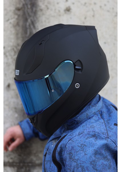 Strada Mat Siyah Kask ( Güneş Vizörlü )