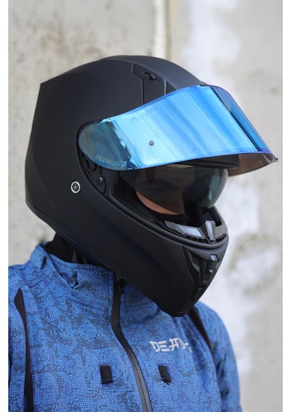 Strada Mat Siyah Kask ( Güneş Vizörlü )