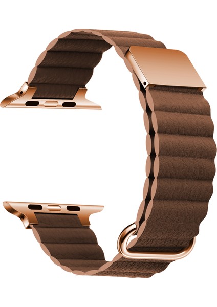 ​​​Watch Ultra 49MM Uyumlu Krd-78 Pu Deri Kordon Strap Kayış - Kahverengi