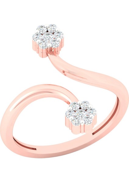 Pırlanta Süslemeli Rose Gold Tasarım Altın Yüzük