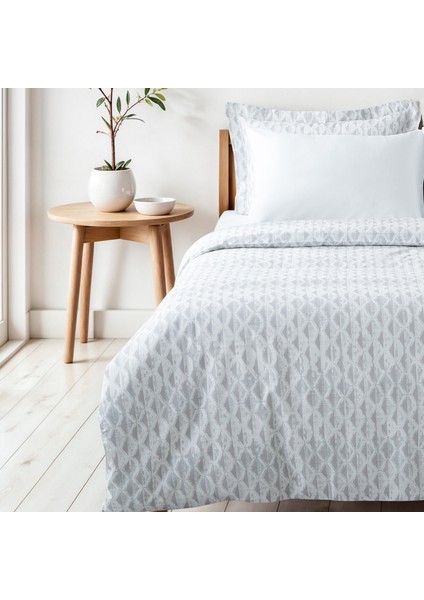 Tria Tek Kişilik Nevresim Takımı %100 Pamuk 210 Tc 83 Tel Saten Digital Baskılı Gri 160X220 cm
