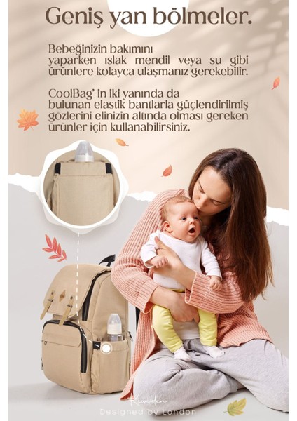 Coolbag Anne Bebek Çantası - Bebek Bakım Çantası - Termal Gözlü Su Geçirmez Alt Açma Pedli - Siyah indirimleri