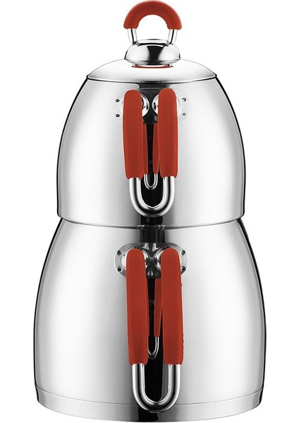 Kırmızı Midi Çaydanlık Takımı, 0.75-2 Lt, şık ve kullanışlı, çelik materyal modelleri