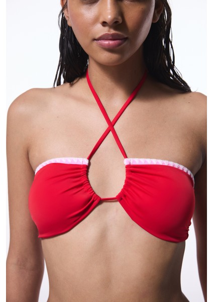 Kırmızı Marbella Halter Yaka Bandeau Bikini Üstü fiyatları