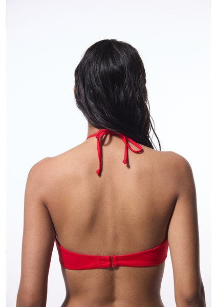 Kırmızı Marbella Halter Yaka Bandeau Bikini Üstü