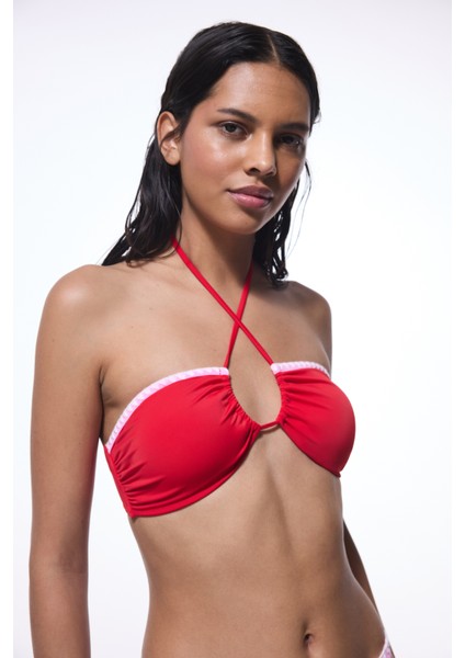 Kırmızı Marbella Halter Yaka Bandeau Bikini Üstü modelleri