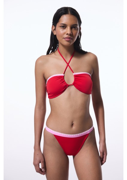 Kırmızı Marbella Halter Yaka Bandeau Bikini Üstü fırsatları