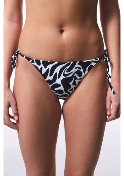 Tint Zebra Desenli Bağlamalı Düşük Bel Bikini Altı