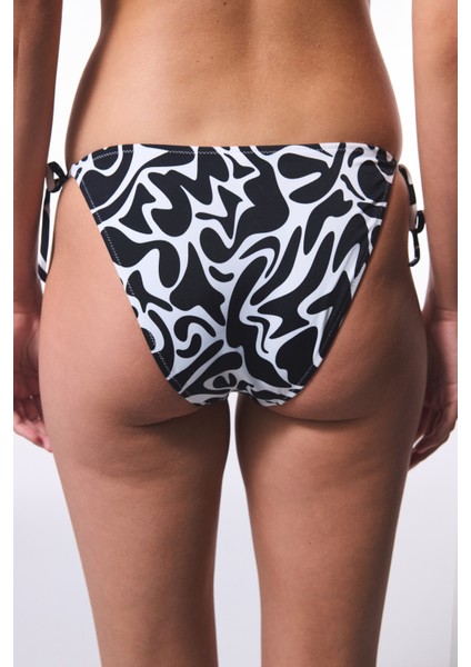 Tint Zebra Desenli Bağlamalı Düşük Bel Bikini Altı