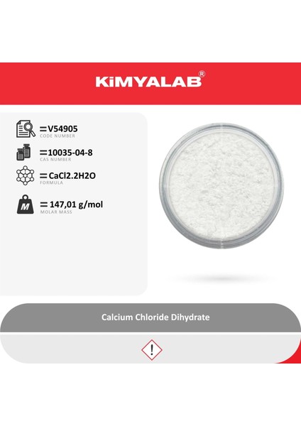 Kalsiyum Klorür 1 kg Toz - Farma Kalite - Calcium Chloride Dihydrate