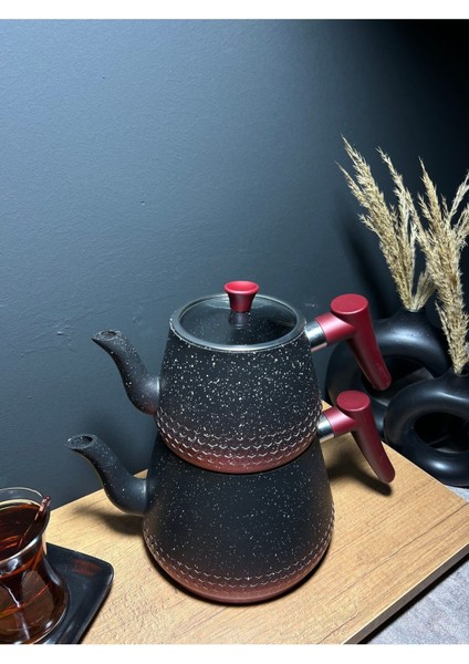 Şık Çift Renk Granit Çaydanlık Takımı, Kızıl Renkli ve Dayanıklı Tasarım fiyatları