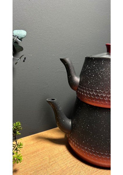 Şık Çift Renk Granit Çaydanlık Takımı, Kızıl Renkli ve Dayanıklı Tasarım modelleri