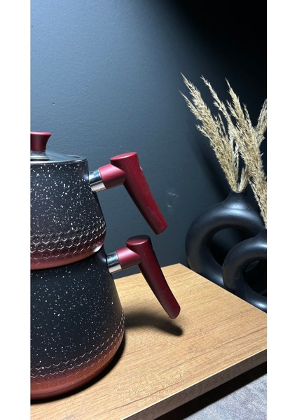 Şık Çift Renk Granit Çaydanlık Takımı, Kızıl Renkli ve Dayanıklı Tasarım fırsatları