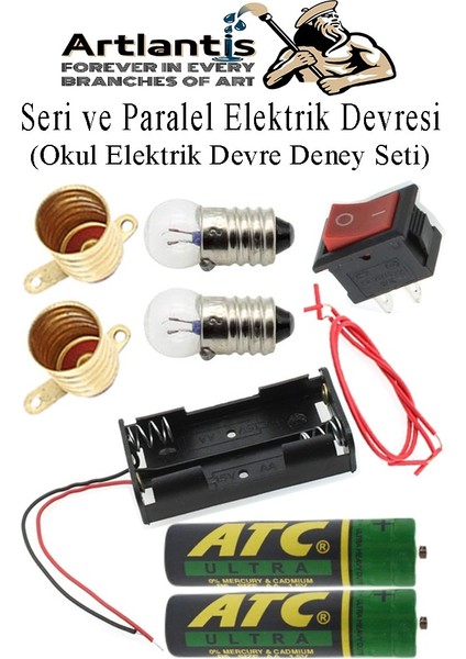 Seri ve Paralel Basit Elektrik Devresi 1 Paket Deney Seti Sarı Mini Duy 2 Adet Mini Ampul 2 Adet Anahtar Iş Eğitimi Seti