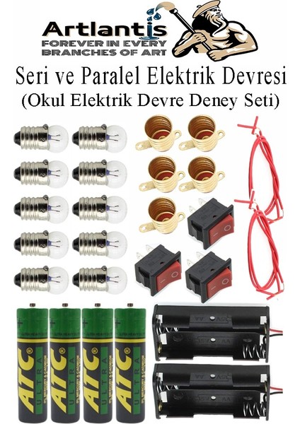 Seri ve Paralel Basit Elektrik Devresi 1 Paket Deney Seti Sarı Mini Duy 5 Adet Mini Ampul 10 Adet Anahtar Iş Eğitimi Set