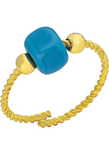 Mavi Doğal Taşlı Spiral Yüzük 718843 Gold
