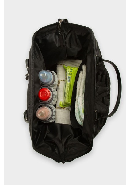 Siyah Baby Bag Nakışlı Puf Şişme Anne Bebek Bakım Çanta M000006904 indirimleri
