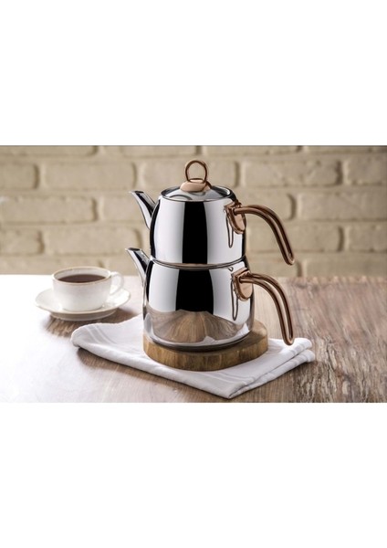 Paslanmaz Çelik Çaydanlık Takımı 1L, şık ve dayanıklı mutfak gereci Beyaz renk