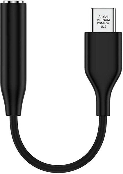 Metrashop Type-C Için 3.5mm Aux, Kulaklık ve Mikrofon Adaptörü Siyah, Telefonlar ile Uyumlu