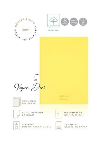 Esnek Kapak Defter B5 Krem 128 Yp. Çizgili