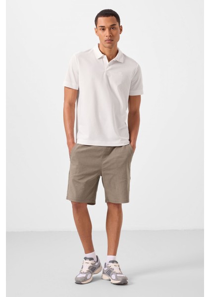 Camel Standart Fit Dokuma Hafif Esnek Chino Erkek Şort - 81292