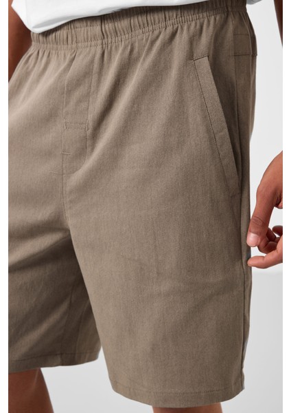 Camel Standart Fit Dokuma Hafif Esnek Chino Erkek Şort - 81292
