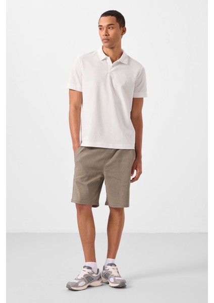 Camel Standart Fit Dokuma Hafif Esnek Chino Erkek Şort - 81292