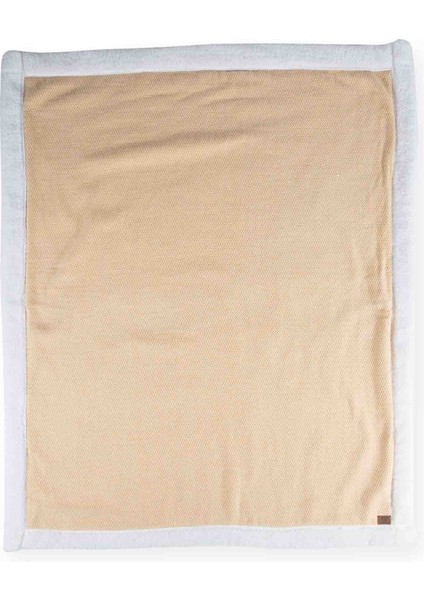 Pelüşlü Hasır Desen Bebek Battaniye 85X100 cm Hardal Sarı
