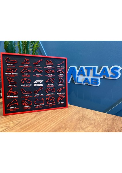 F1 2025 3D Baskı Yarış Takvimi | Duvara Asılabilir Formula 1 Calendar | 220 x 250 mm Renkli