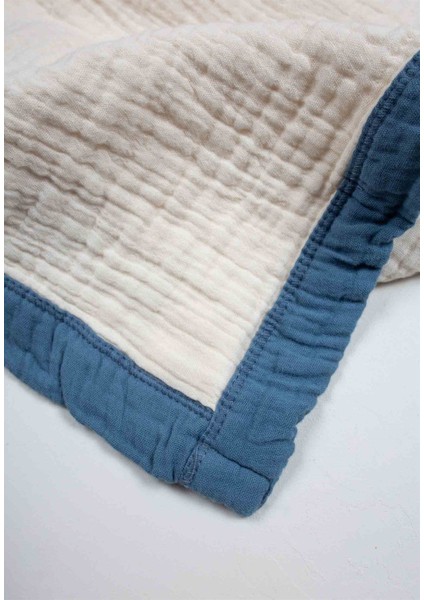 Kalın Biyeli Dört Kat Ham Battaniye 85X90 Indigo fırsatları