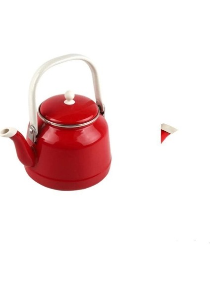 Kırmızı Emaye Çinko Vintage Çaydanlık, Üstten Saplı, Çift Kapaklı, 2,5 L modelleri