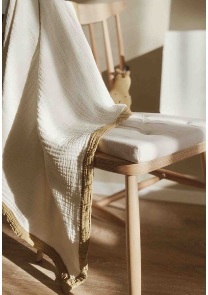 Kalın Biyeli Dört Kat Ham Battaniye 85X90 hardal