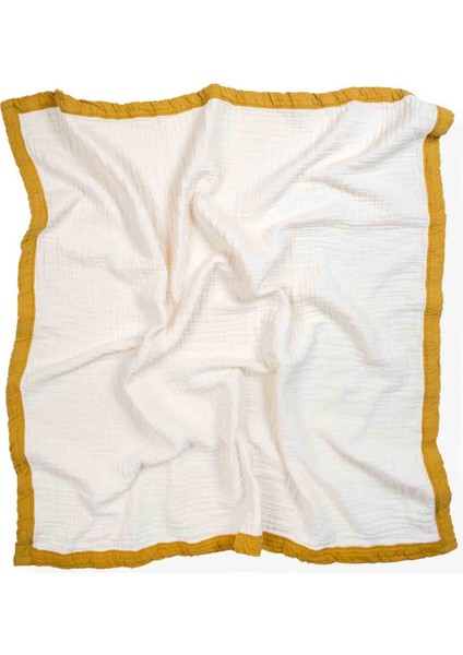 Kalın Biyeli Dört Kat Ham Battaniye 85X90 hardal indirimleri