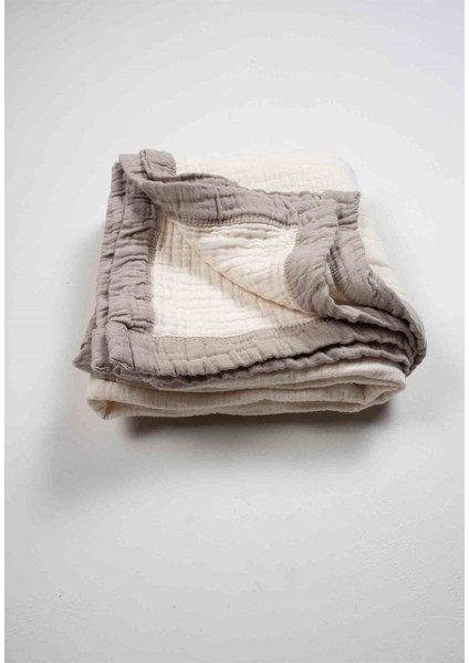 Kalın Biyeli Dört Kat Ham Battaniye 85X90 Cm vizon