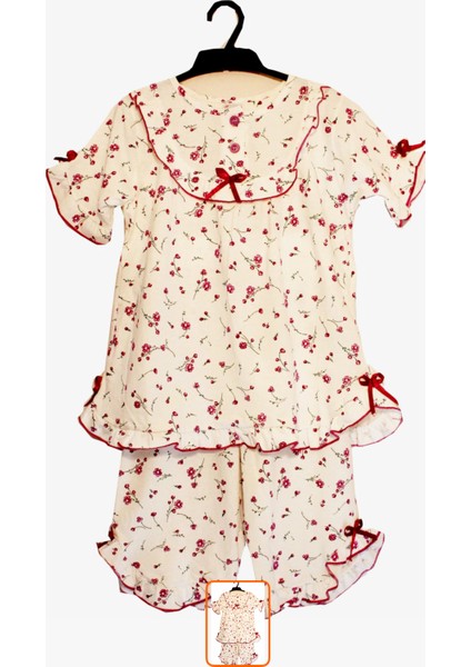 Kız Çocuk Kaprili Pijama Takımı Pembe Renk Kısa Kollu 8 10 Yaş Pamuklu