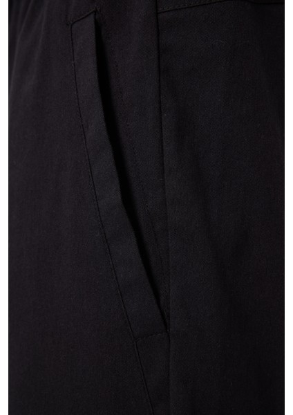 Siyah Standart Fit Dokuma Hafif Esnek Chino Erkek Şort - 81292