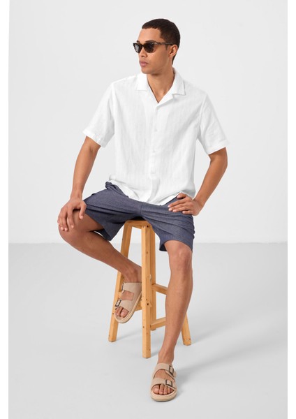 Kot Lacivert Standart Fit Dokuma Hafif Esnek Chino Erkek Şort - 81289