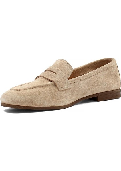 Bej Süet Kadın Loafer Ayakkabı | Günlük modelleri