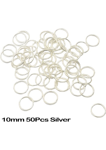 5-50PCS/LOT Karışımı Renk Takılar Saç Örgüsü Korkutucu Dreadlock Boncuklar Klipsler Manşetler Yüzük Takılar Dreadlock Toka Aksesuarları Saç Yüzük: 10MM Gümüş 50PCS (Yurt Dışından)