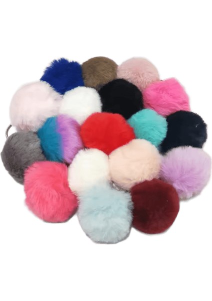 Kabarık Kürk Pom Pom Anahtarlık Yumuşak Faux Tavşan Kürk Topu Araba Anahtarlık Ponpon Anahtar Zincirleri Anahtarlık Kadın Çanta Kolye Takı Hediyeler (Yurt Dışından)