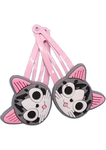 2pcs Tatlı Sevimli Kedi Karikatür Saç Klibi Bb Saç Tokaları Pvc Saç Aksesuarları Bebek Çocukları Çocukları Hediye Saç Ettes Için Kızlar Için: Gri (Yurt Dışından)