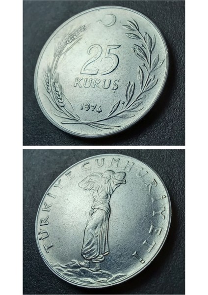 399636801591CCB389 1974 Akmonital 25 Kuruş Çt/ççt+ Eski Madeni Para